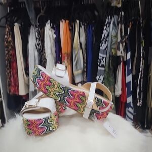 Colorful Platform Sandals with White Straps